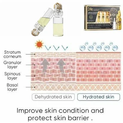 Microaguja de agua desmontable con rodillo de 64 agujas, adecuada para esencia facial de vitamina C de ácido hialurónico de oro de 24 quilates