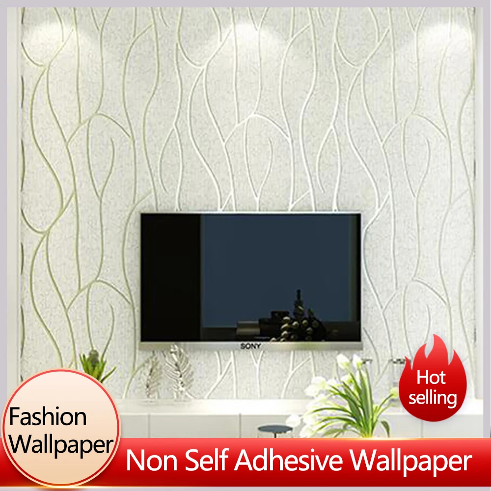 Non Self-adhesive Room Decoration Wall Paper Minimalist Striped Curved Wallpaper European Non-woven Home Decoration Wallpaper