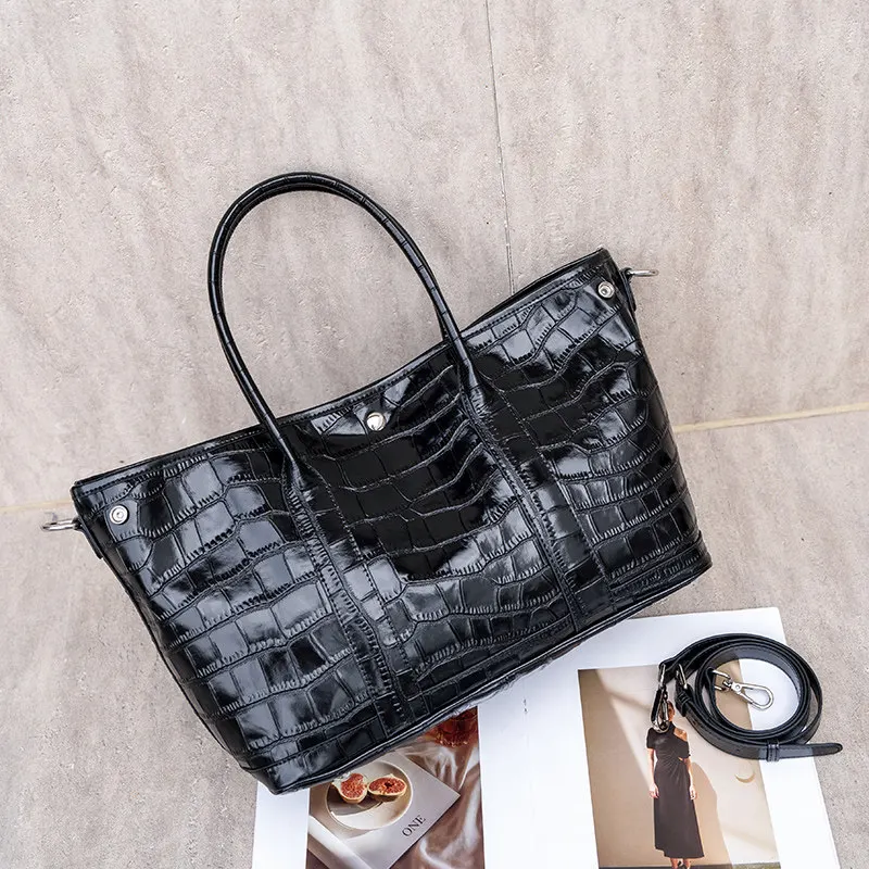 Bolso de mano Aidrani para mujer con estampado de piel de cocodrilo, bolso de cuero de vaca genuino con asa superior, bolso de diseño para llevar al hombro, ideal para el trabajo, la oficina, fiestas y el uso diario.