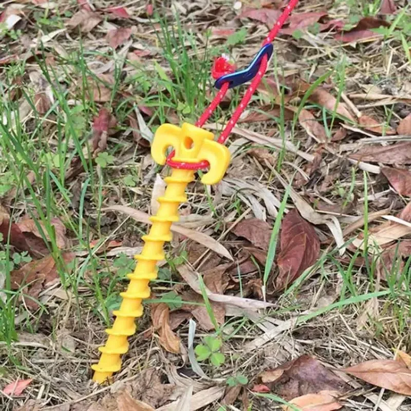 1 conjunto de estacas para barraca de camping ao ar livre (4 peças) - formato de parafuso com 20 cm de comprimento total e feitas de material PP para fácil fixação da barraca