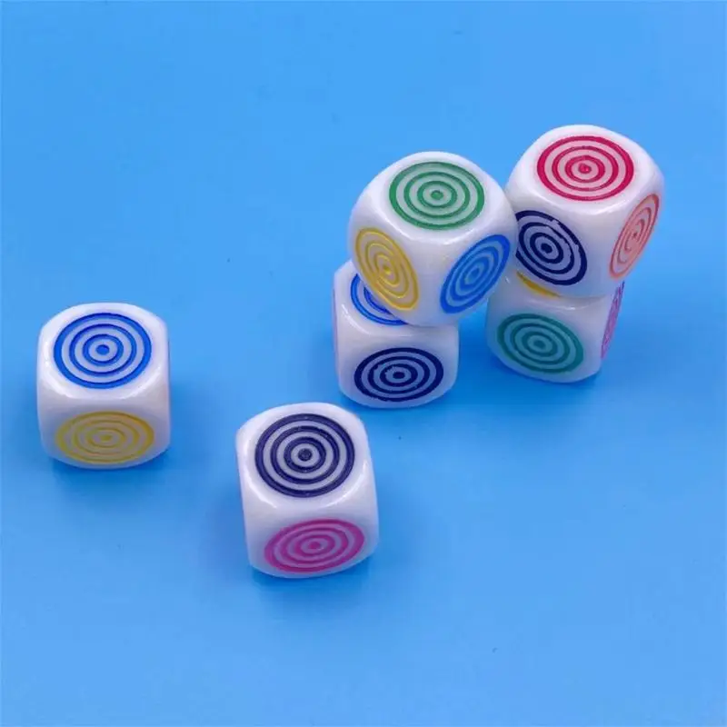 G6DE Game Playings Square Block Circle Party Family Toy Dices صغير أكريليك ملون ستة جوانب مكعبات مع نقاط