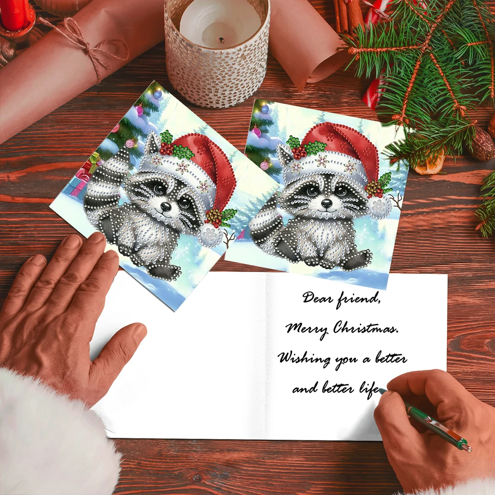 2/6/12Pcs Winter Christmas DIY Diamond Painting Card Rhinestone Painting Card Kit Diamond Painting Greeting Card for Adults Kids