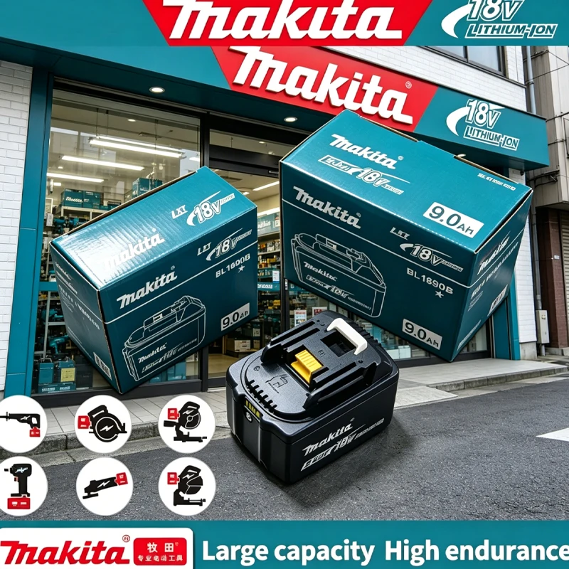 9AH/9000mAH Makita 18V battery for Makita 18V power tools The 18V Makita BL1860B rechargeable battery can replace BL1850B LXT400