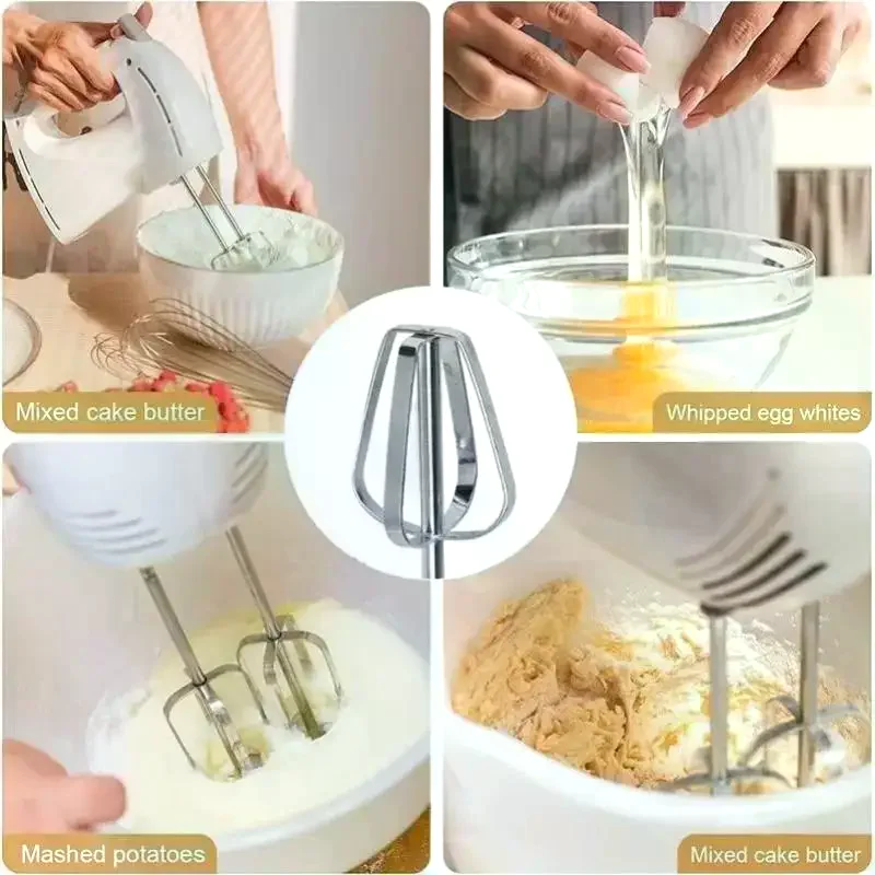 Electric Egg Beater Stirring Hook Stainless Steel Handheld Egg Whisk Mixing Stick Durable Kitchen Mixer 1/2/4Pcs Set