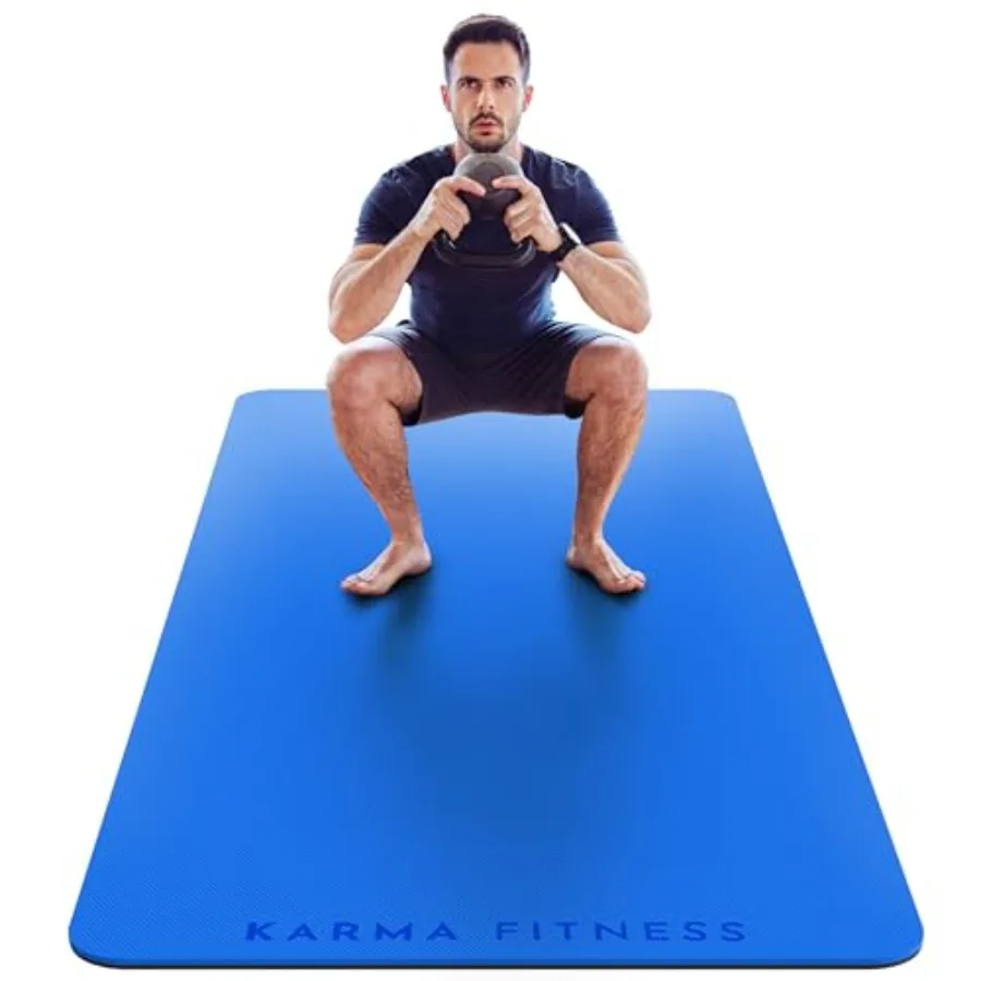 

Large Exercise Mat Extra Thick 10mm TPE Workout Mat 72x32 Non-Slip Black Yoga Mat for Pilates, HIIT, Fitness Home Gym Includes