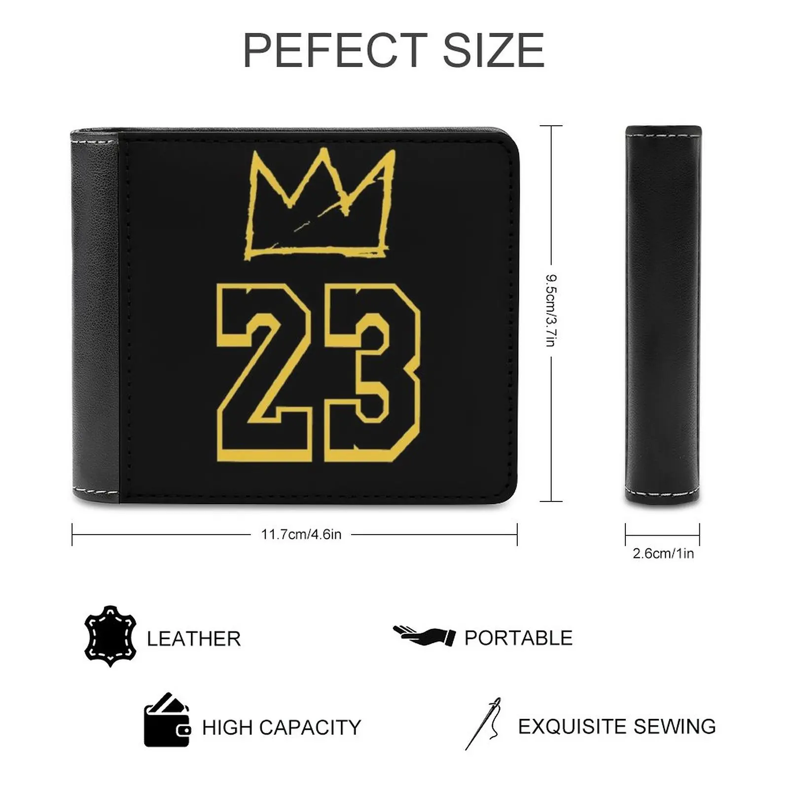 Kings Crown 23 La 1 Men Wallet Pu Leather Short Male Purses Credit Card Wallet For Men Money Bag James King James Basketball