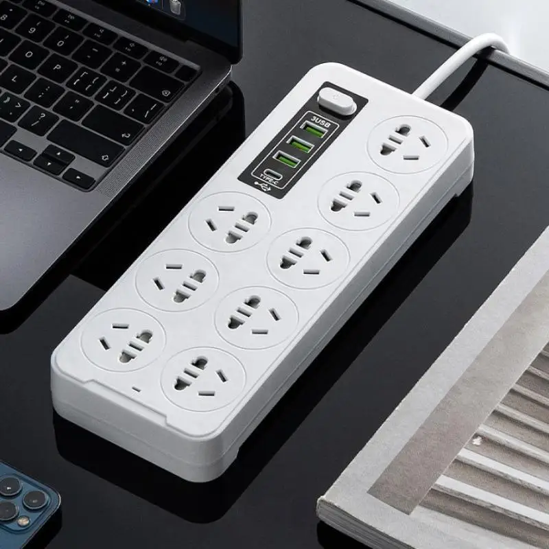 Universal Power Strip Socket EU US AU Plug With USB Type-c PD Surge Protector Power Cord Extension Sockets
