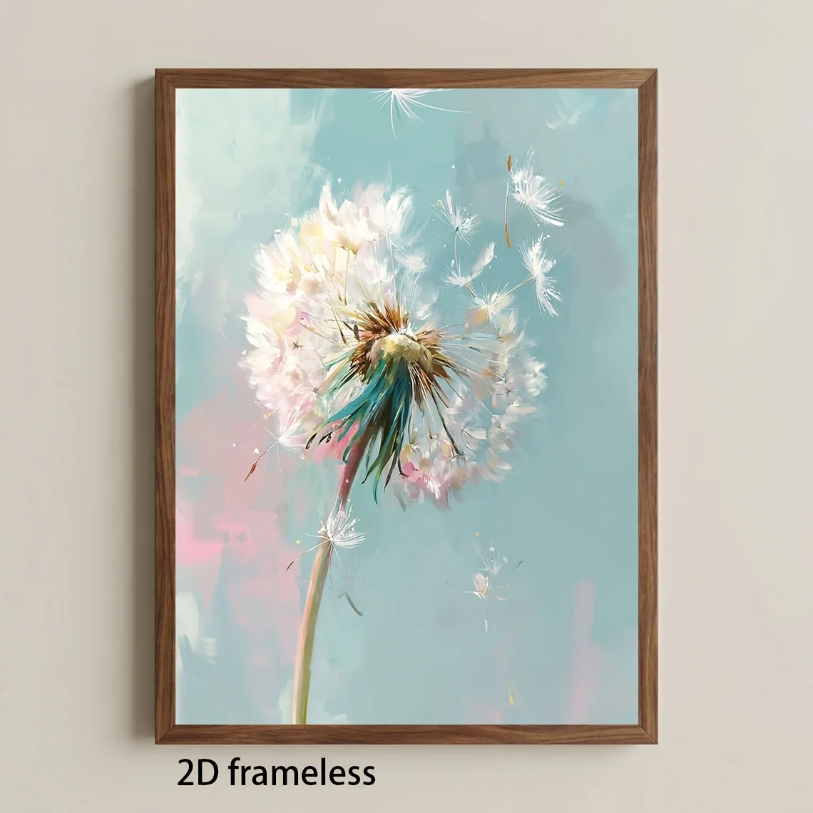 2D Flat, 2D Flat, 1pc, No Frame, Multi-Size, Frameless, Dandelion Floral Pattern, Dreamy Pastel Plant Art, Fun Canvas Paintin