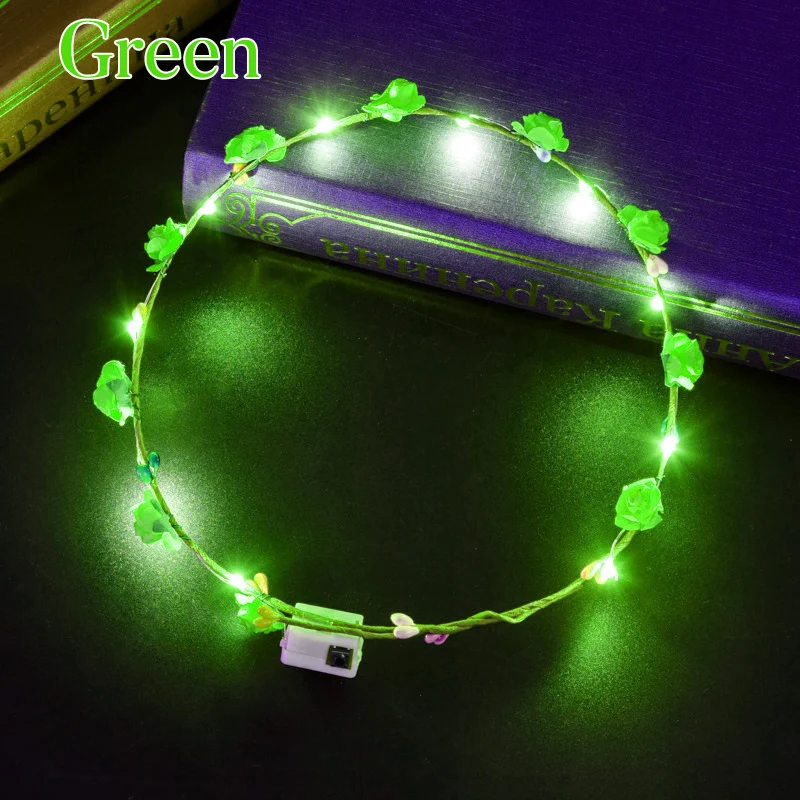 10-300Pcs LED Flower Crowns Light Up Headbands Glowing Flower Crown Garland Glow in the Dark Headband for Wedding Party Favors image 3