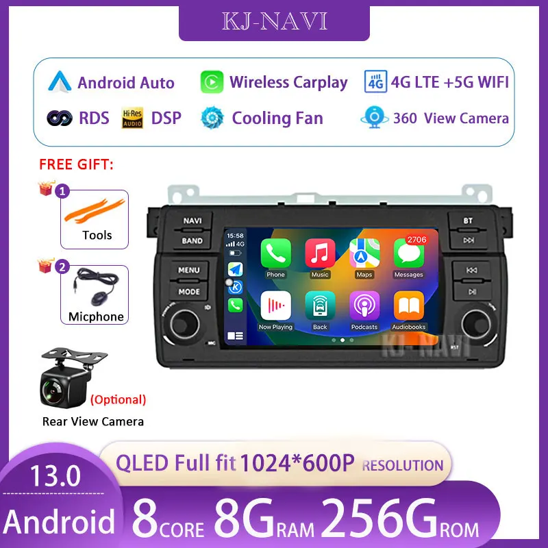 

Android 14 For BMW E46 M3 318/320/325/330/335 Car Intelligent System Radio Multimedia Player Navigation GPS 4G WIFI 7inch