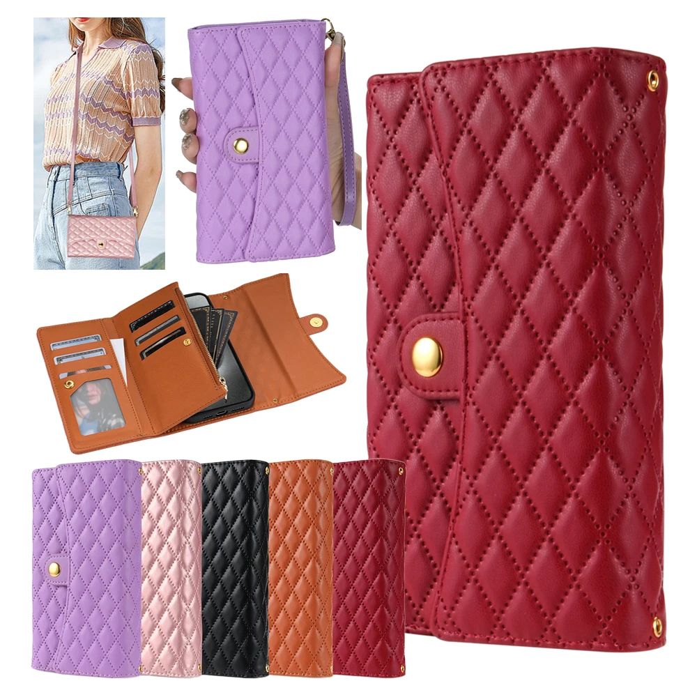 

Lanyard Crossbody Case For Samsung Galaxy A15 A25 A35 A55 A05 A54 A34 A53 A73 A13 A32 A33 A14 4G 5G Leahter Phone Cover Card bag