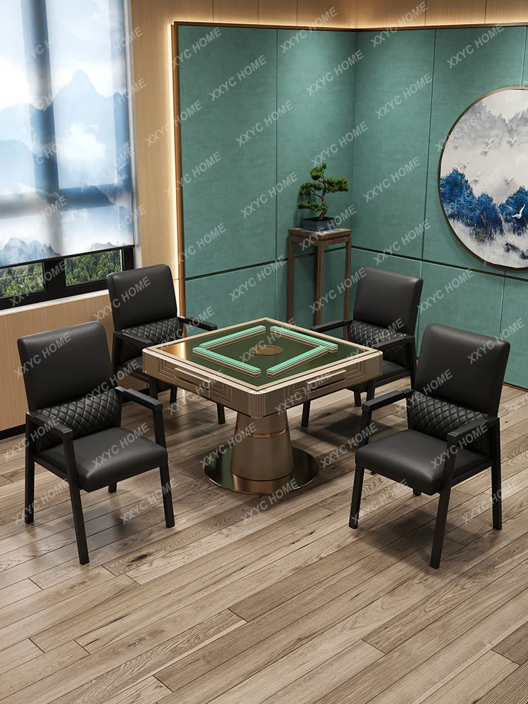 Home Computer Chair Chess and Card Room Tea House Four-Leg Mahjong Chair Conference Chair Faux Leather Backrest Stool