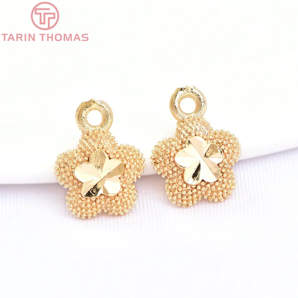 

20 шт., латунные подвески в форме цветка, 24 К, 4536 мм