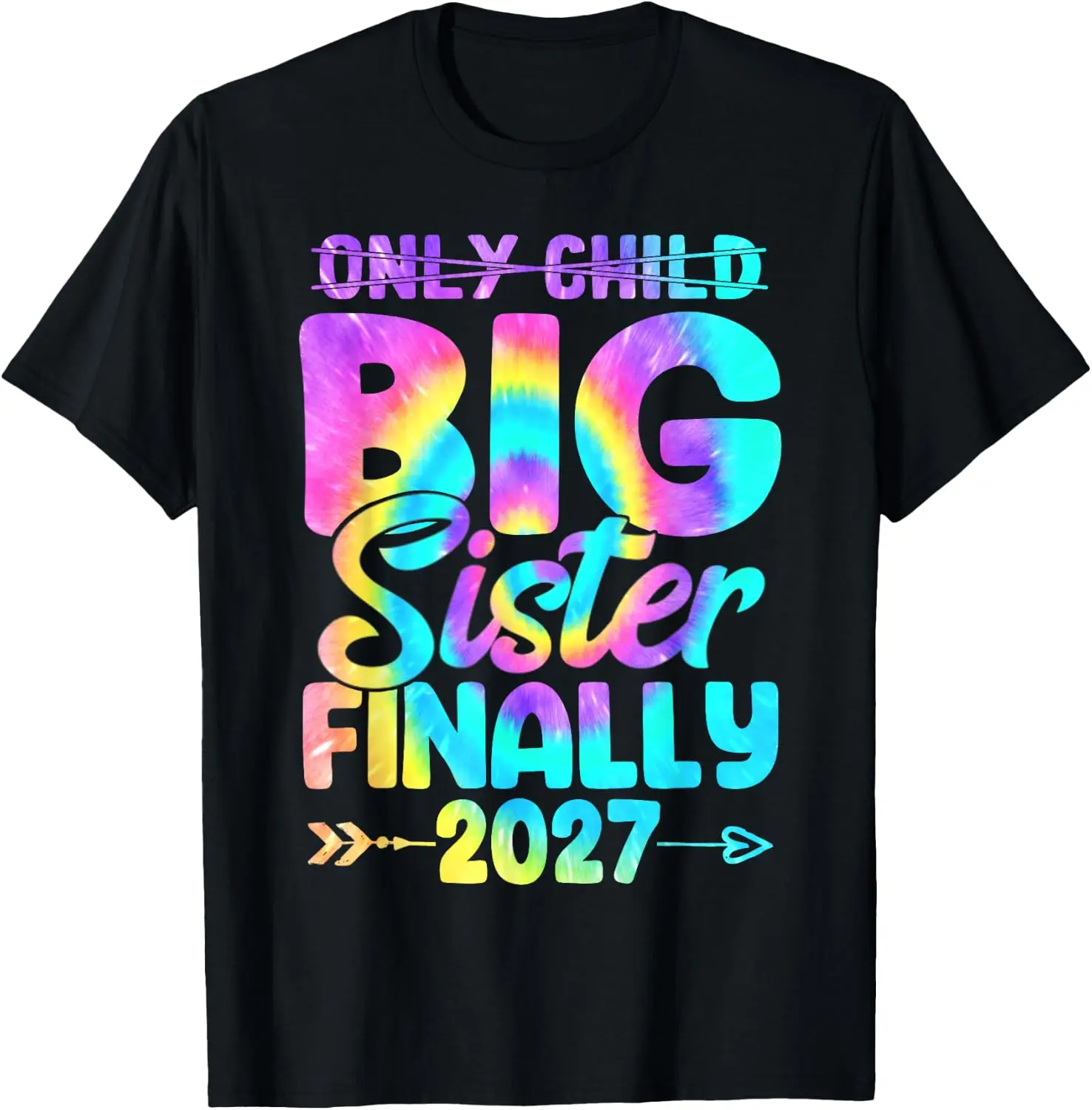 Retro Only Child Expires 2027 Promoted To Big Sister Finally T-Shirt Summer short-sleeved breathable sweat-wicking versatile fashion T-shirt for back-to-school season, unisex, Y2K Fashionable Cartoon Anime