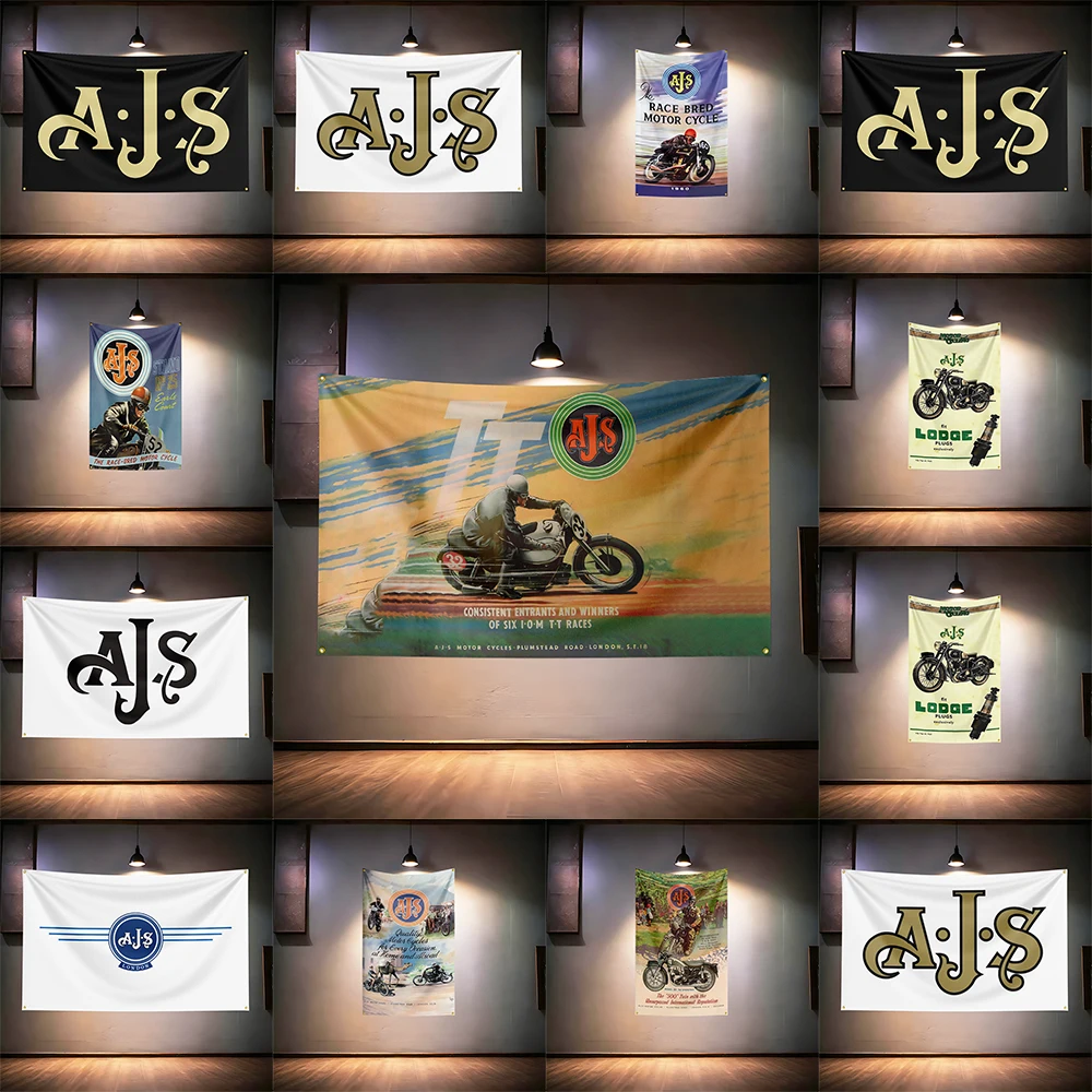 Bandeira para fãs de motos A-JSs, 3x5 pés, 90x150cm, para decoração de parede de garagem de motocicleta, banner