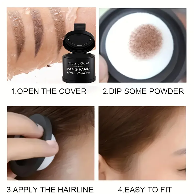 قطعتان من بودرة ظلال الشعر + فرشاة، مقاومة للبقع، يخفي خط الشعر وجذر الشعر على الفور، حشو مسحوق خط الشعر المقاوم للماء #3