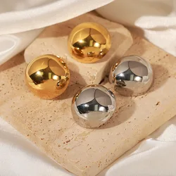 Ronde Heldere Oorbellen Voor Vrouwen Rvs Vergulde Waterdichte Gladde Oorknopjes Mode Sieraden Accessoires