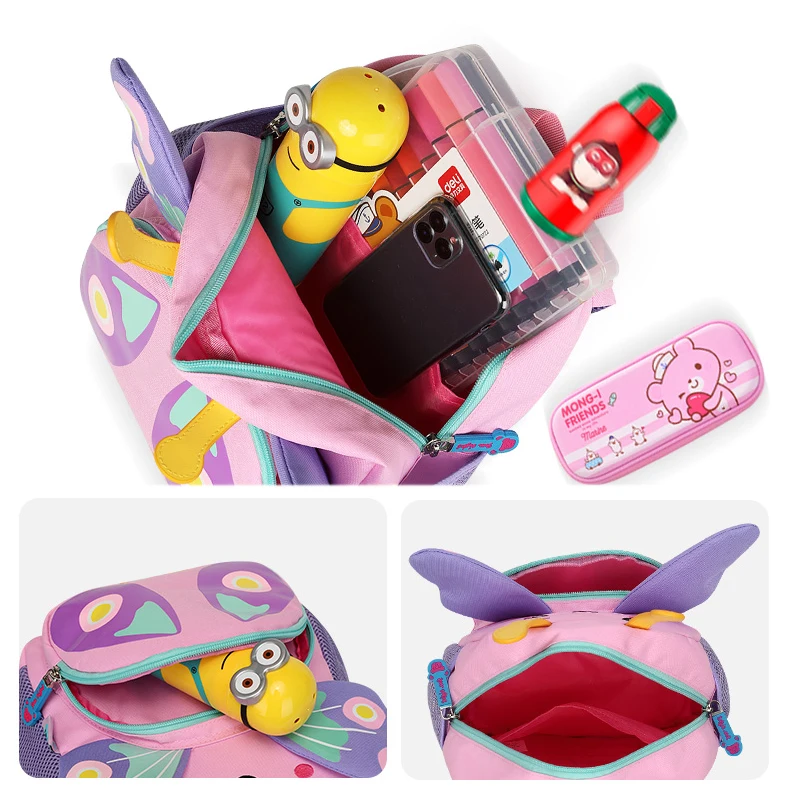 Mochila escolar con dibujos de animales para niños, morral escolar con doble hombro, 3D, guardería