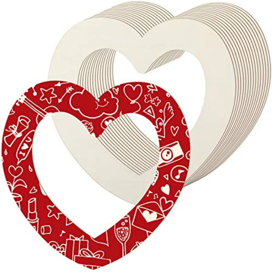 

4 Pieces Valentine's Day Wood Heart Crafts 9.8 Inch Large Unfinished Wooden Open Heart Slices with Swirl for Cutout DIY Hanging