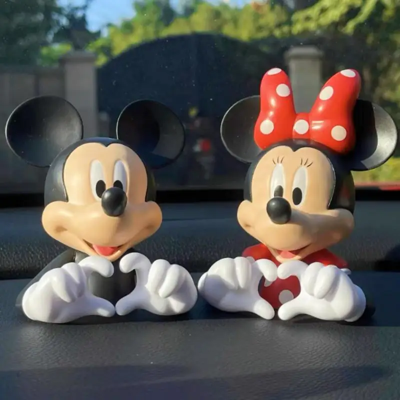 Hot Disney Cartoon Mickey Minnie Mouse Figure Heart Posture Action Figure Model Statue Anime Coffee Machine Decoration Doll Toy