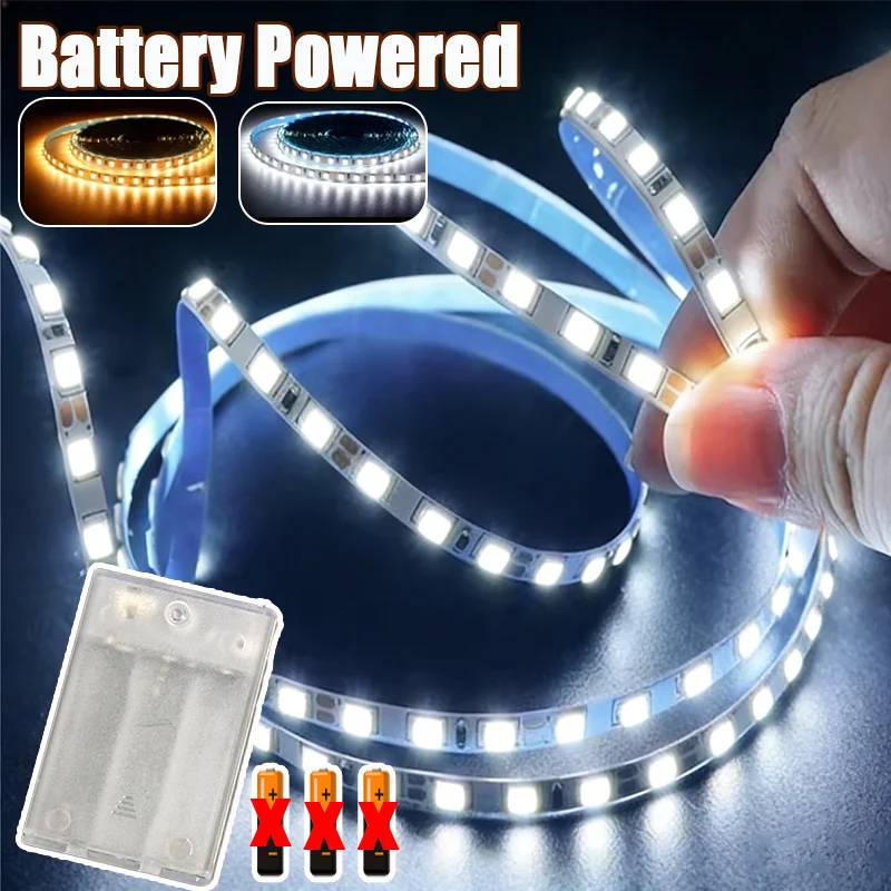 5V USB LED Strip Lights with Battery Box Flexible High Brightness Tape Light for Bedroom Kitchen TV Christmas