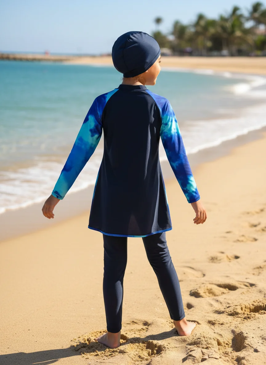 3PCS/set Muslim Children Burkini 8-16 Years old Children Swimsuit Long Sleeved Sunscreen Swimsuit UPF50-UV Protection