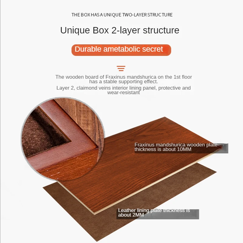 Wooden Double Layer Brown Watch Box Organizer Case Ring Necklace Bracelet Watch Jewelry Storage Box Display Multi-Function Boxes