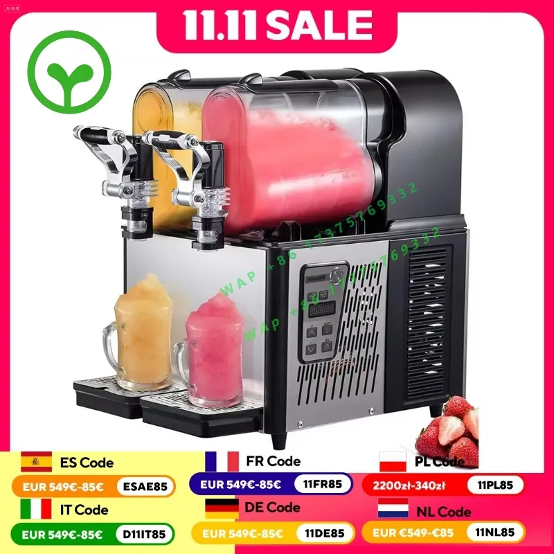 【Premium】  6L Commercial Slush  hine w/Auto Clean & Digital Control-High-Efficient Refrigeration, Dual Tanks & Night Mode for Ba