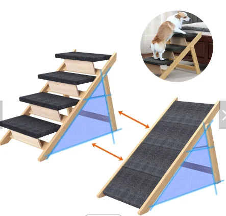 

Pet Climbing Ladder Senior Cat Dog Wooden Stairs Foldable Pet Ramp Factory Wholesale Hot Sell