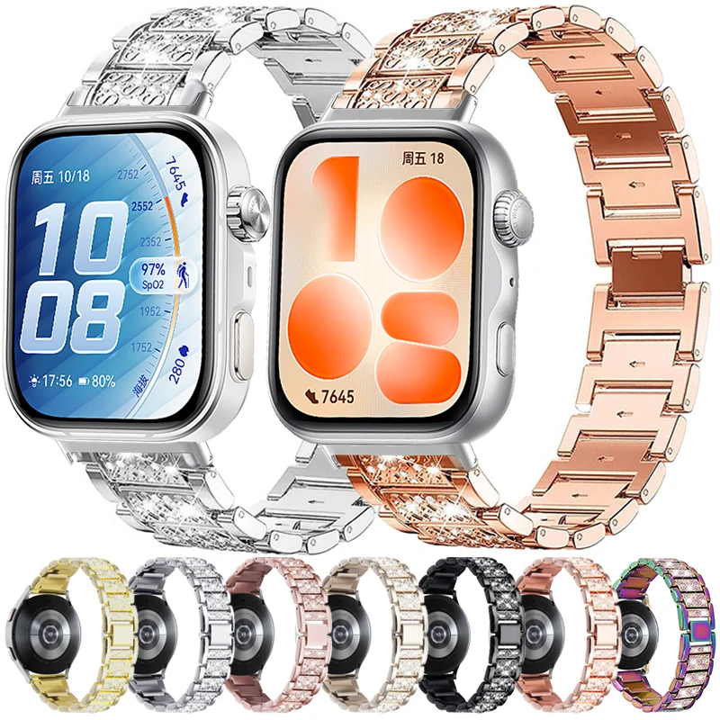 Damen-Armband für Huawei Watch Fit 5 4 3 Edelstahl-Band Glitzerndes Diamant-Armband für Huawei Fit5Pro Fit4 4Pro Fit3