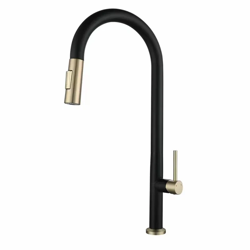 Grey Pull Out Kitchen Faucet Brushed Gold Sink Faucet Mixer Tap 360 degree rotation torneira cozinha mixer taps Kitchen Tap