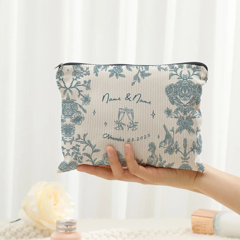 1pc Custom Locked Ring Pattern Personalized Makeup Bag Travel Toiletry Storage Cosmetic Pouch Bachelorette Party Gift