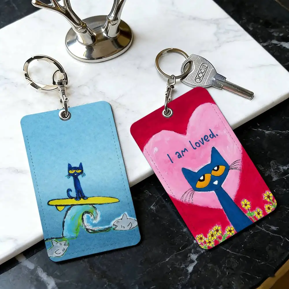 

Брелок-держатель для карт P-Pete The Cat: милый мультяшный дизайн, защита для карт доступа, лифтовых карт и пропусков, с датчиком для считывания карт