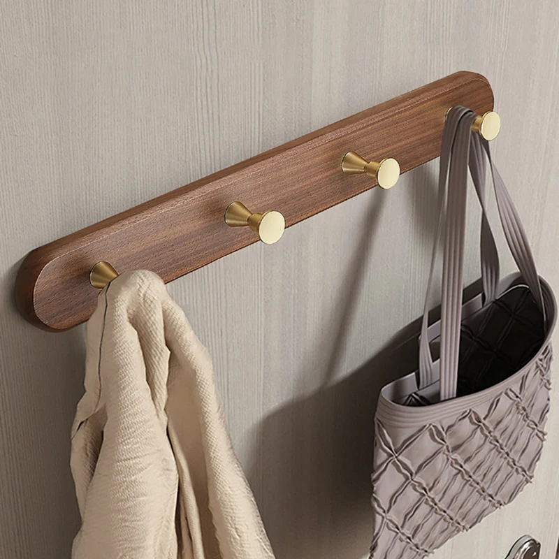 

Walnut Coat Rack Entrance Hall Clothes Storage Hanger Wall Mounted Clothing Organizer Hanging Hook Modern Interior Coat Racks