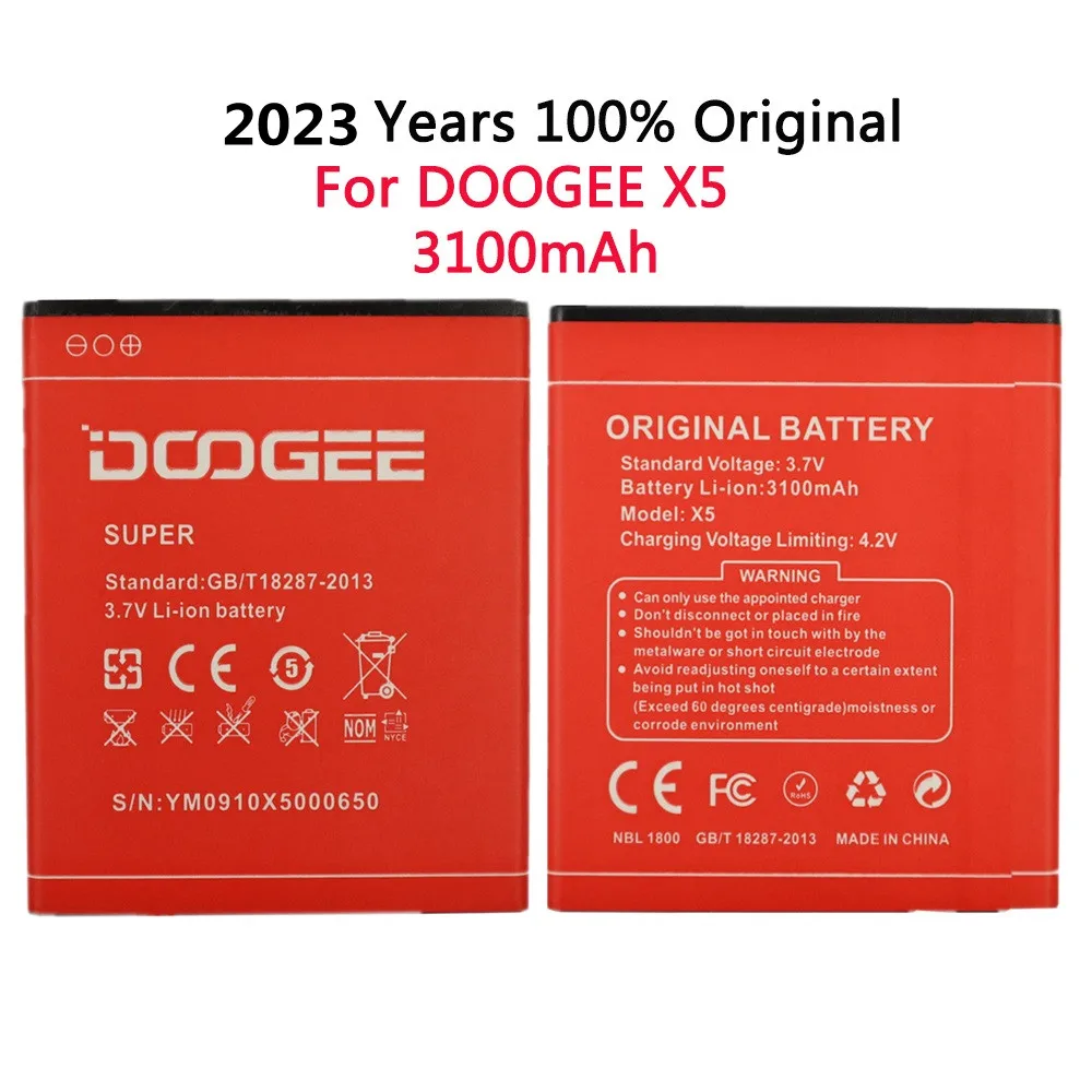 

2023 New 100% Original X5 Red Phone Replacement Battery For DOOGEE X5 & X5 PRO & X5S x5Pro x5 s Battery 3100mAh High Quality