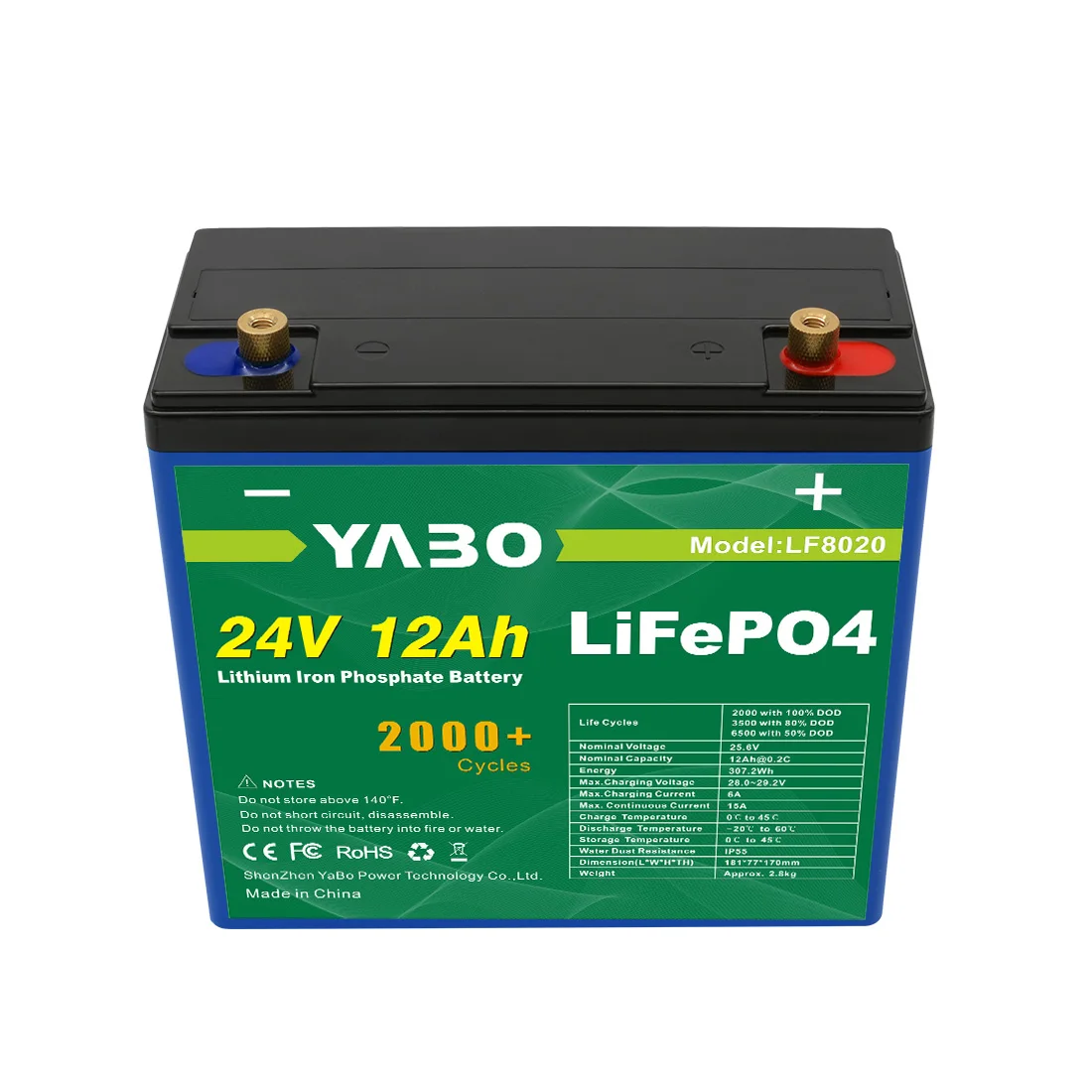 for LF8020 Deep Cycle 32700 Cylindrical Cells for 12Ah 24V Lifepo4 Lithium Battery With BMS