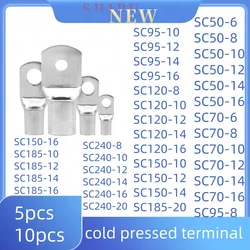 5-10pcs Set of copper wire terminals SC50-6-8-10-12-14-16 SC70-6 SC95-8 SC120-8 SC150-12 SC185-10 SC240-8 Cold press terminal