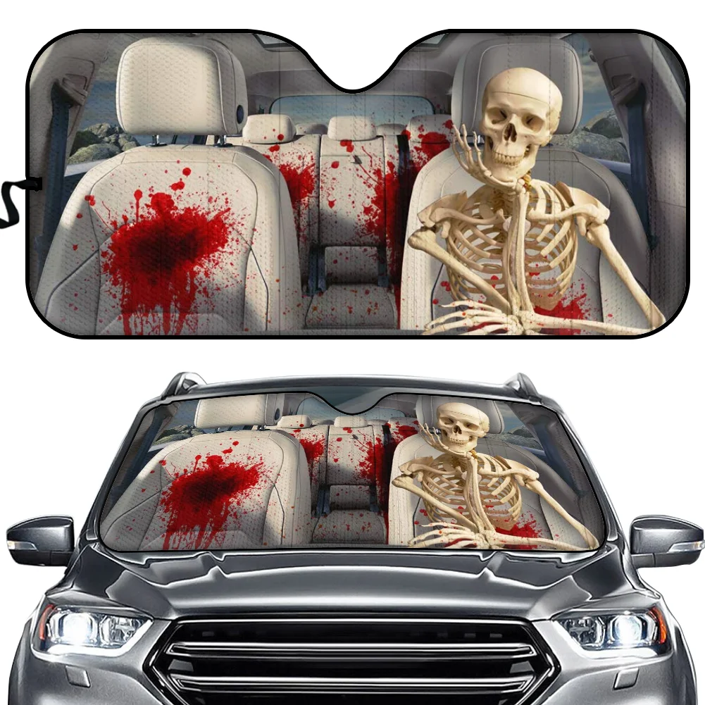 

Skeleton Horror Skull Windshield Sunshade Car Window Windscreen Canopy Sun Shade Auto Sun Visor Car-covers Car Solar Protection