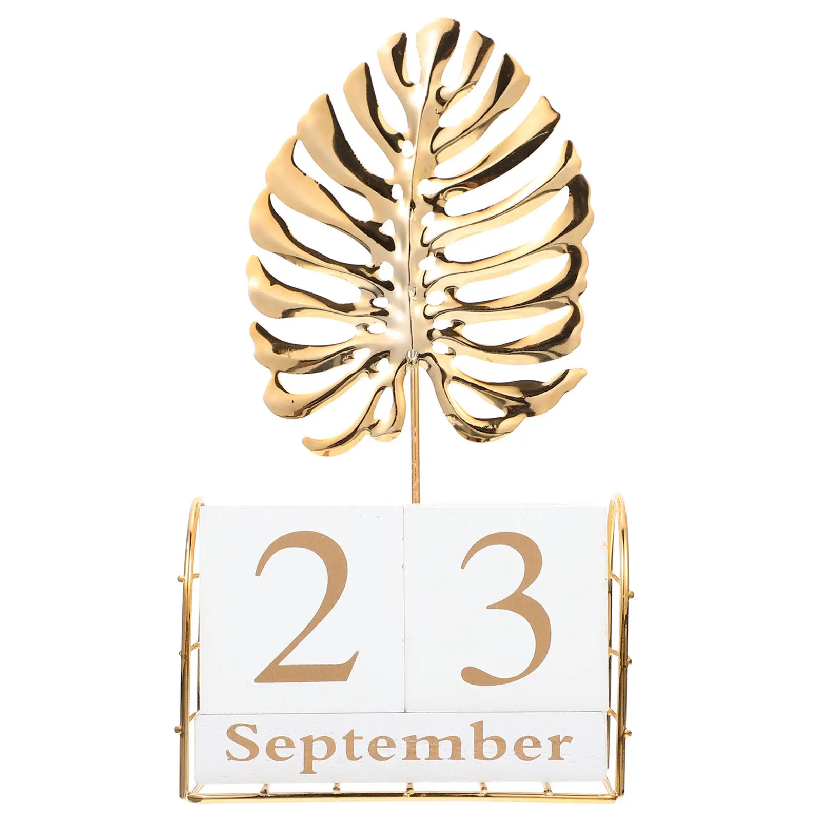 

1Set Wooden Perpetual Block Calendar Desktop Decoration Turtle Leaf Design Stylish Eco Friendly Reusable Date Month Week Display