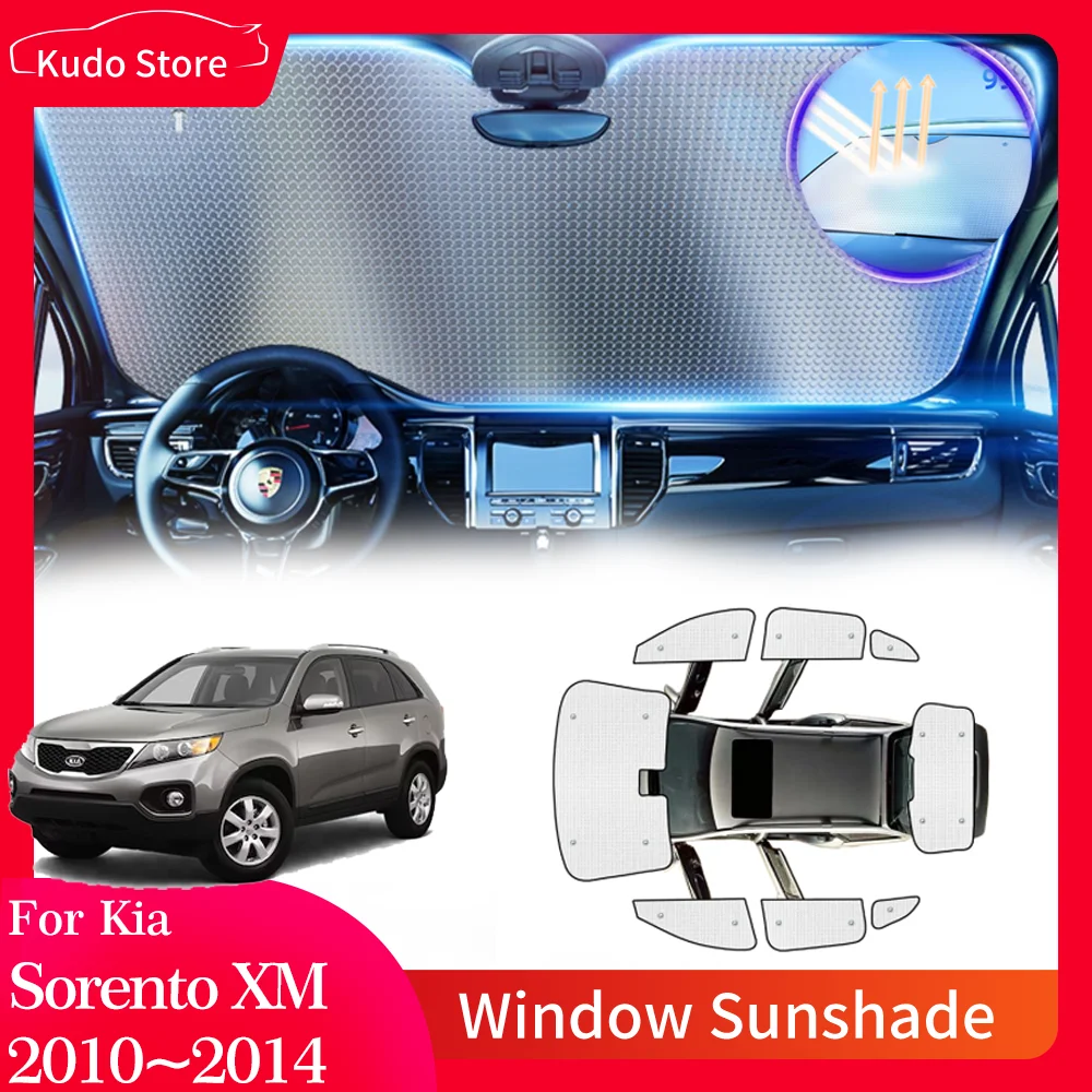 Full Car Sun Shade Parasol for Kia Sorento XM SX LX 2010~2014 2011 Mat Visor Side Window Sunshade Cover Anti UV Pad Accessories