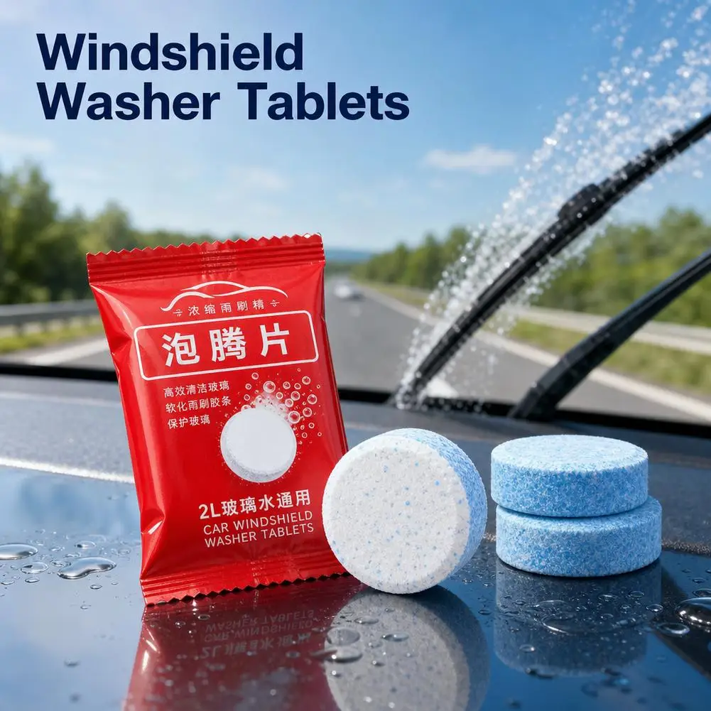 Solid Car Windshield Washer Tablets Effervescent Glass Cleaner Concentrated Wiper Fluid Detergent Auto Window Cleaning Tools - view 2