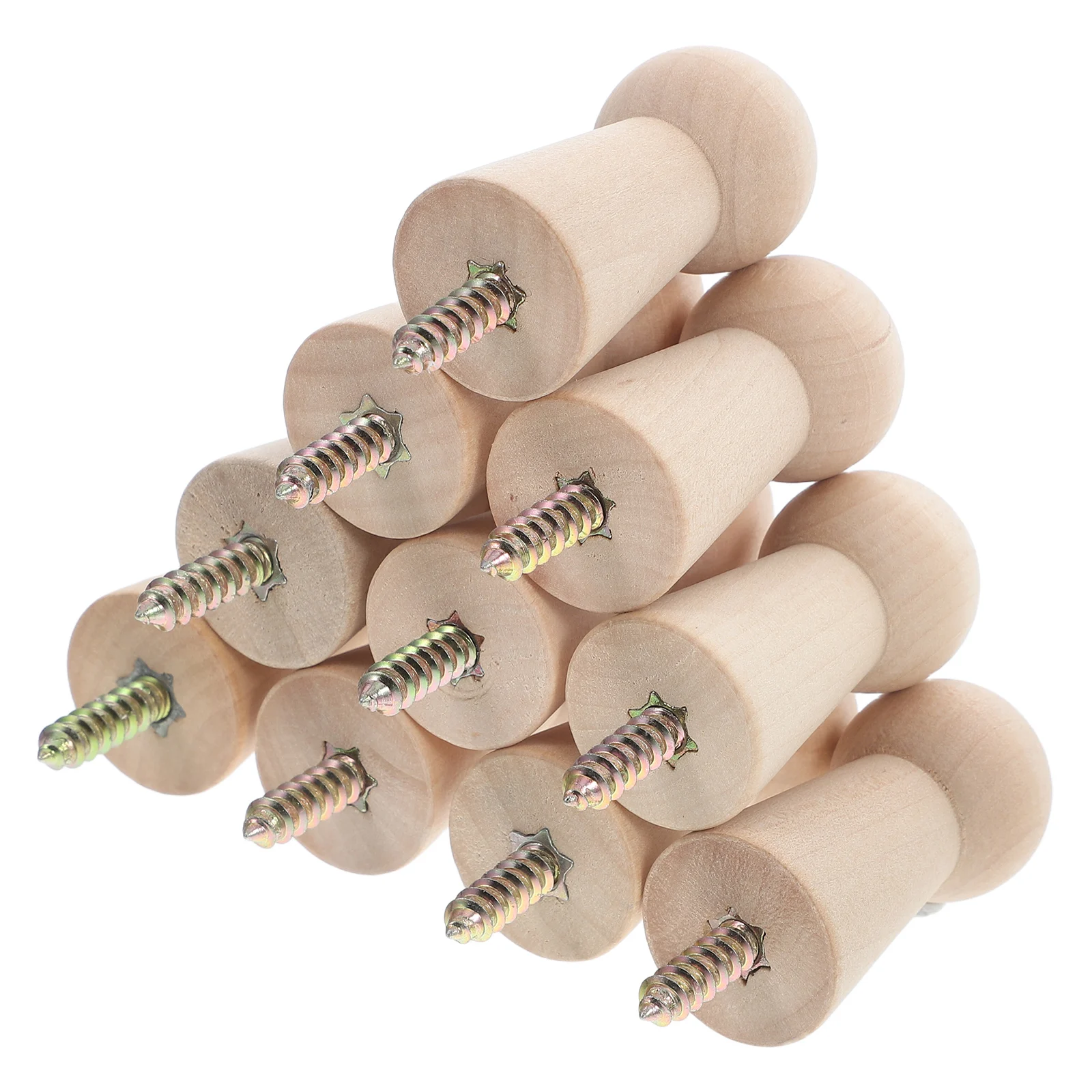 

10pcs Wooden Coat Hooks Solid Wood Wall Mount Key Holder Vintage Small Peg Organizer 27x58mm No Paint Storage Solution