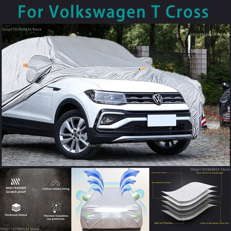 

Чехол для автомобиля Volkswagen T cross 210T, чехол для автомобиля с защитой от УФ-лучей, пыли, дождя, снега, с защитой от града