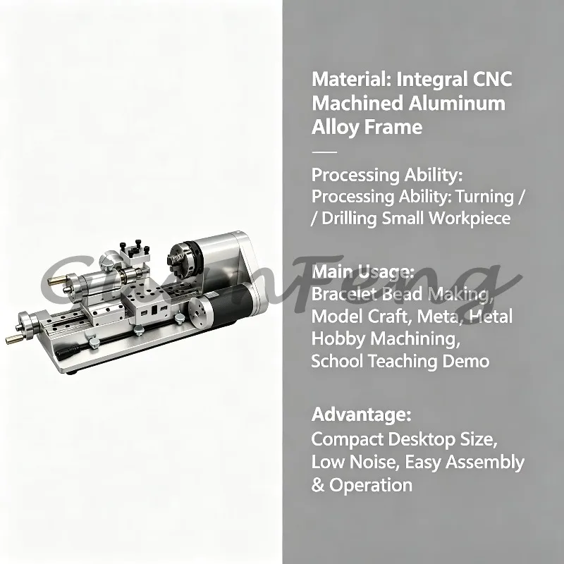 Mini Desktop Lathe Small Metal & Wood Turning Lathe Machine for Model Making Scientific Experiment