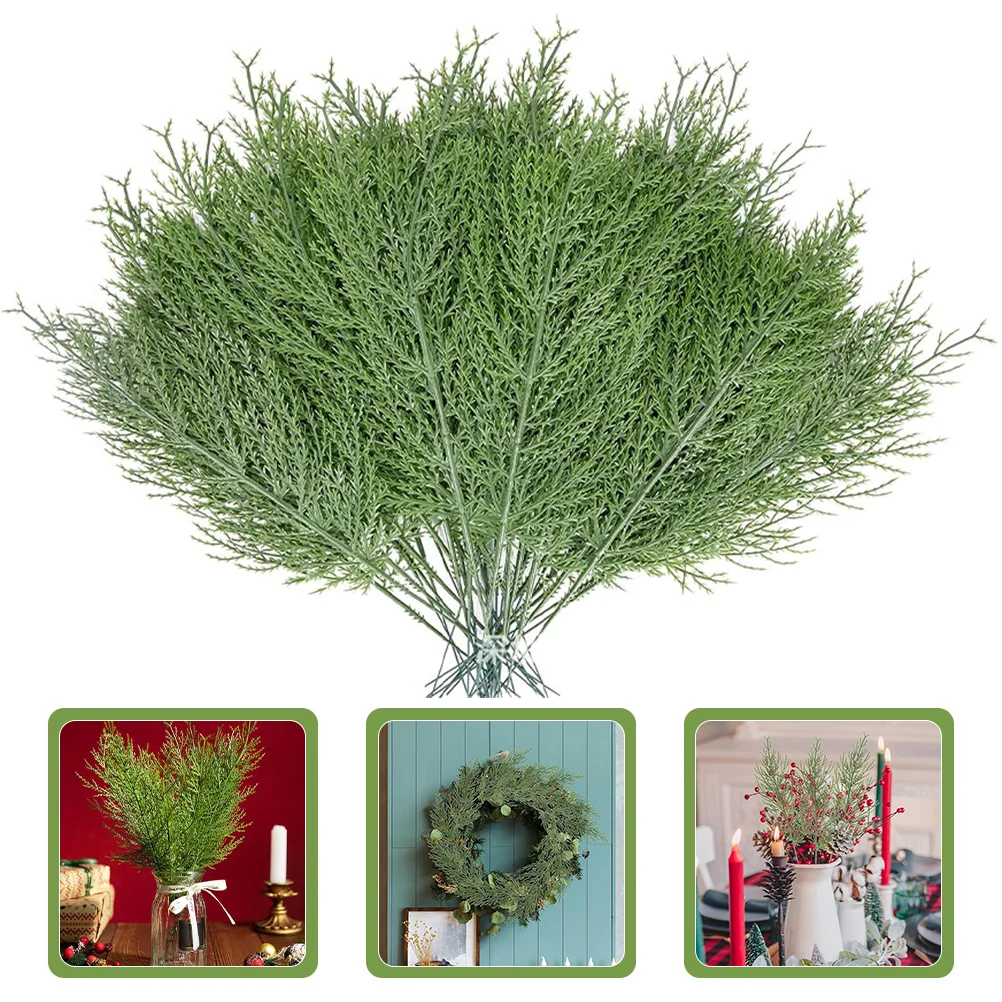 

40pcs Artificial Pine Needles Branches Realistic Christmas Wreath Diy Decorative Leaves For Xmas Garland Home Party Supplies