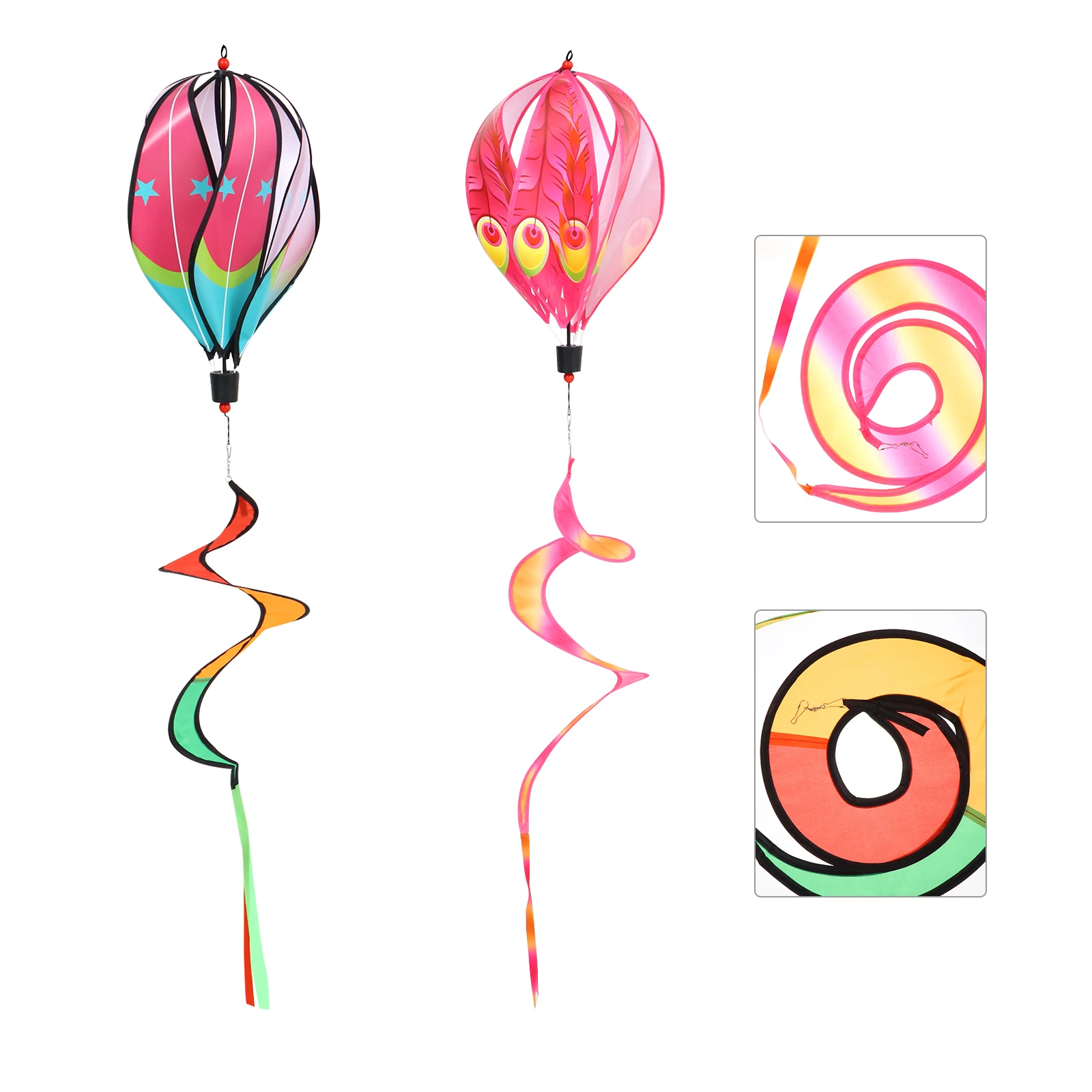 

2 pcs Cloth Wind Exquisite Hanging Balloons Lightweight Party Decorations For Outdoor Garden Yarn Rainbow Hot Air