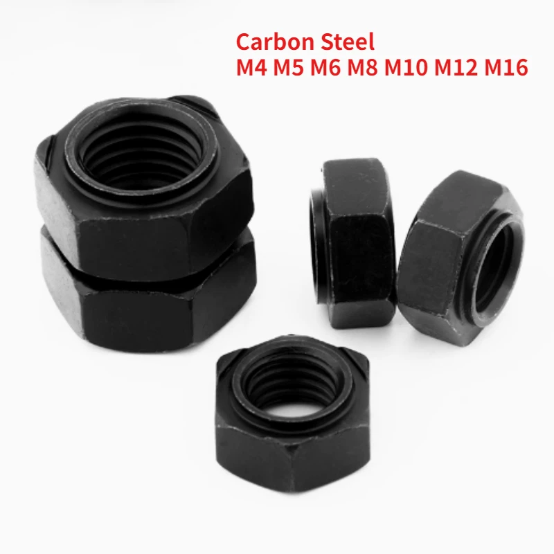 10-100PCS M4 M5 M6 M8 M10 M12 M16 Grade 8.8 High-strength Hexagonal Welding Nut Quenched Black Pressure Welding Nut