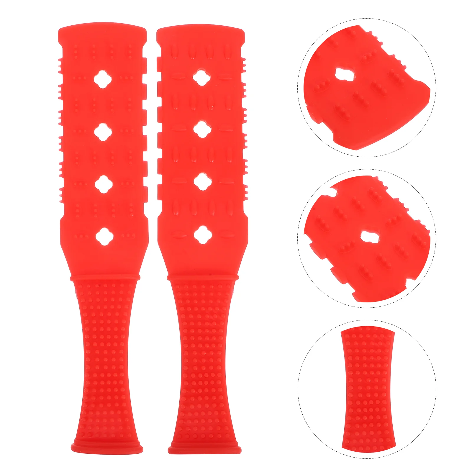 2pcs Lengthened Four Holes Body Meridian Massage Stick Portable Clap Stick for Shoulder Back Red Promotes Blood