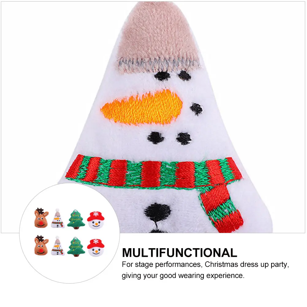 

8pcs Christmas Diy Accessories Cartoon Decorative Materials For Brooches Hair Clips Christmas Party Xmas Headdress Ornament Set