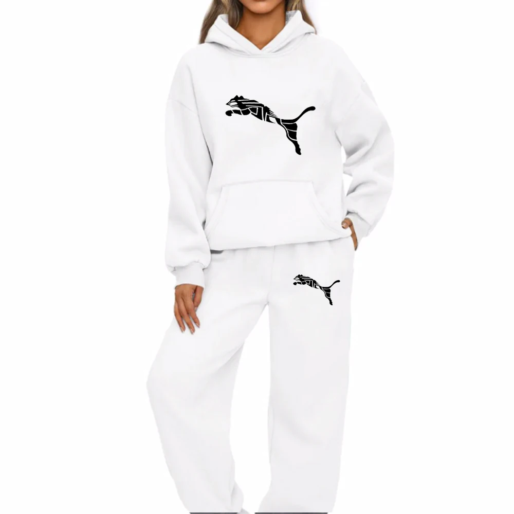 Women\'s 2024 Print Fashion Sets Casual Pullover Tracksuit 2 Piece Hoodies Sweatshirts + Sweatpants Set